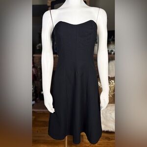 Paul & Joe Sister Black Wool Blend “Ninna” Strapless Midi Dress Sz 4/FR36 & 6/38